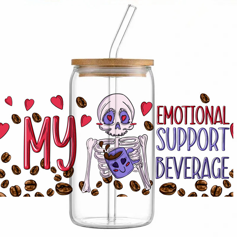 Emotional Beverage - Staklena čaša sa poklopcem i slamkom