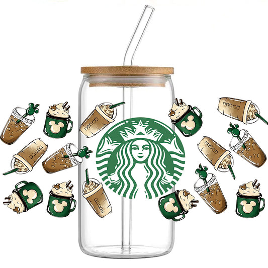 Starbucks - Staklena čaša sa poklopcem i slamkom